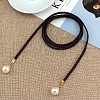 Imitation Leather Braided Belly Belt with Plastic Imitation Pearl Round Bead WG11EBA-06-1