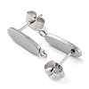 Non-Tarnish 201 Stainless Steel Oval Stud Earring Findings STAS-K259-20P-2