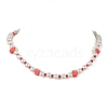 3Pcs 3 Style Fruit Polymer Clay & Glass Seed & Acrylic Pearl Beaded Necklaces Set NJEW-JN04582-3