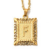 201 Stainless Steel Cable Chain Rectangle with Letter Pendant Necklaces NJEW-M070-01G-F-1