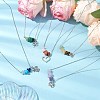 Gradient Color Gemstone Chip & Alloy Pendant Necklaces NJEW-JN05074-2