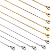 SUNNYCLUE 12Pcs 2 Colors 304 Stainless Steel Round Snake Chain Necklaces Set NJEW-SC0001-19-1