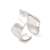 304 Stainless Steel Wave Open Cuff Ring for Women RJEW-E063-17P-1