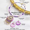 Bohemian Ethnic Style Alloy & Acrylic & Natural Shell Flat Round Tassel Pendant Necklaces & Dangle Earrings Sets FS-WGE5C82-05-2