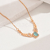 Elegant Vintage Brass Pave Cubic Zirconia Women's Rectangle Pendant Necklaces DI2317-5-1