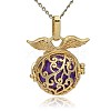 Golden Tone Brass Hollow Round Cage Pendants KK-J230-03G-3