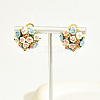 Plastic 3D Flower Hoop Earrings with Cubic Zirconia XJ8294-4-1