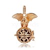 Golden Plated Brass Hollow Round Cage Pendants KK-J252-05G-1