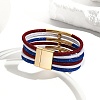 USA Flag Style Red Blue White Imitation Leather Cord Bracelets PW-WGCD218-01-4