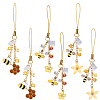 6Pcs 3 Styles Bees Alloy Enamel & Glass Mobile Straps HJEW-SC0001-94-1