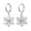 Left and Right Texture Flower 304 Stainless Steel Shell Dangle Earrings EJEW-L283-076P-1