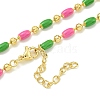 Brass Enamel Column Link Chain Necklaces NJEW-H039-10B-03G-1