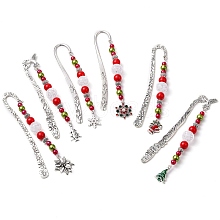 Christmas Theme Alloy Hook Bookmarks AJEW-JK00336