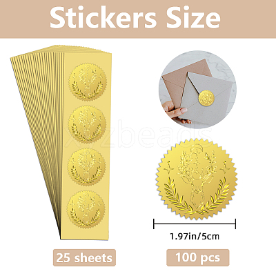 Plastic Self Adhesive Gold Foil Embossed Stickers DIY-WH0211-617-1