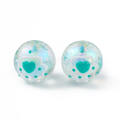 UV Plating Rainbow Iridescent Acrylic Enamel Beads OACR-I003-12A-1