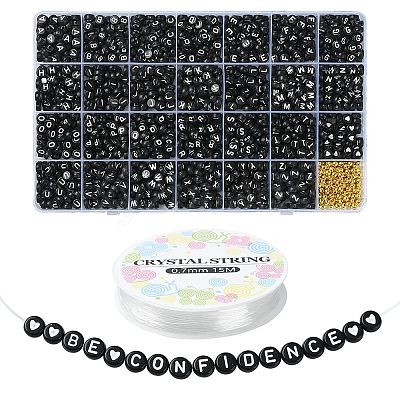 DIY Letter & Heart Acrylic & Plastic Stretch Bracelet Beaded Necklace Making Kit DIY-YW0008-39-1