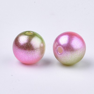 Rainbow ABS Plastic Imitation Pearl Beads OACR-Q174-10mm-08-1