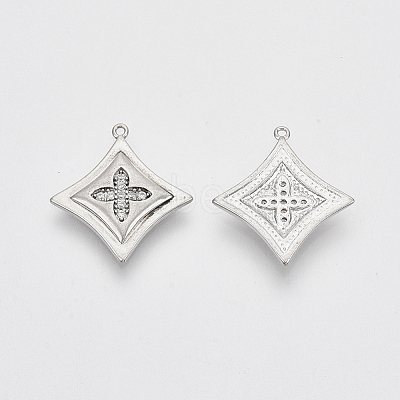 Brass Micro Pave Clear Cubic Zirconia Pendants ZIRC-Q021-014P-NF-1