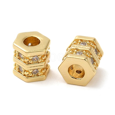 Rack Plating Brass Cubic Zirconia Beads KK-Z033-27G-1