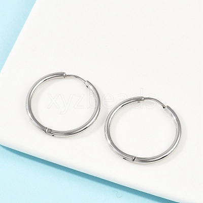 Tarnish Resistant 304 Stainless Steel Huggie Hoop Earrings EJEW-G272-02-20mm-P-1