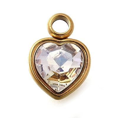 304 Stainless Steel with Rhinestone Pendants STAS-Q346-01G-04-1