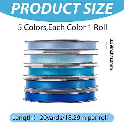 5 Rolls Single Face Polyester Satin Ribbon SRIB-CY0001-38A-1