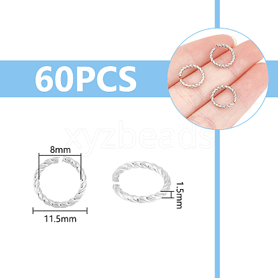 60Pcs 304 Stainless Steel Open Jump Rings STAS-UN0052-45-1