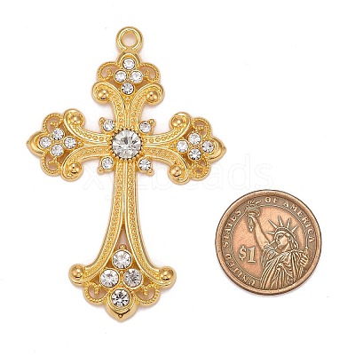 Alloy Rhinestone Cross Big Pendants LS-ALRI-1475-G-NR-1