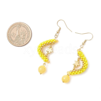 Natural Mashan Jade Dangle Earrings EJEW-MZ00544-02-1