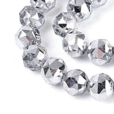 Electroplate Transparent Glass Round Beads Strands EGLA-T029-8mm-12T-04-1