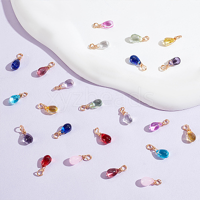 12Pcs 12 Color Glass Charms PALLOY-AB00038-1