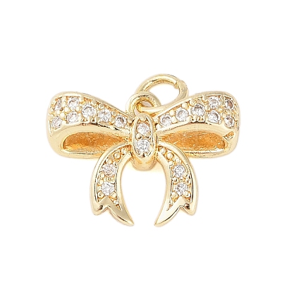 Rack Plating Brass Micro Pave Clear Cubic Zirconia Pendants KK-Z060-06G-02-1