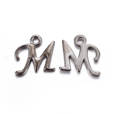 Gunmetal Plated Alloy Letter Pendants PALLOY-J718-01B-M-1