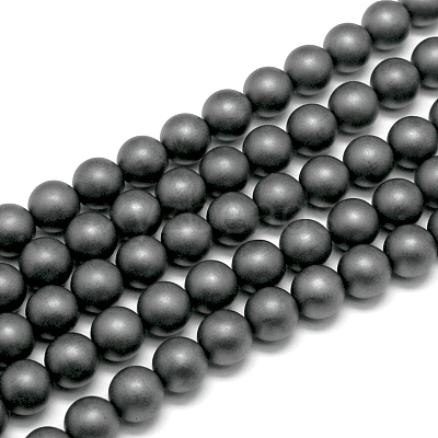 Frosted Non-magnetic Synthetic Hematite Round Bead Strands G-J344-8mm-1