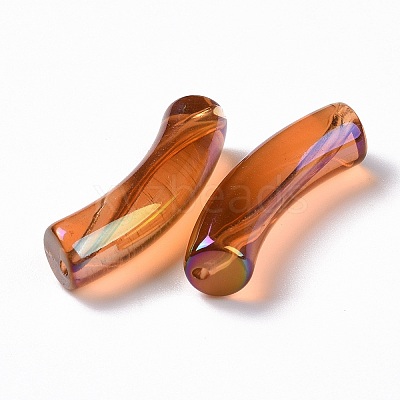 UV Plating Transparent Rainbow Iridescent Acrylic Beads OACR-A016-01A-1