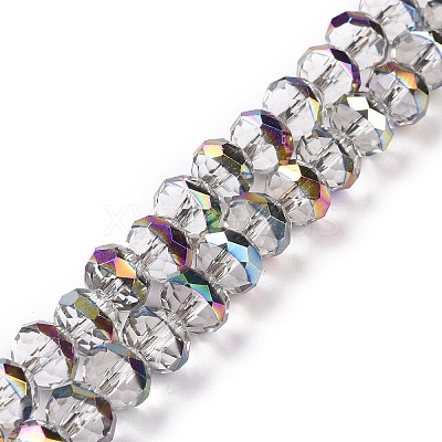 Transparent Electroplate Glass Beads Strands GLAA-F122-04G-1