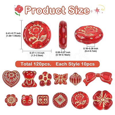 120Pcs 12 Styles Plating Acrylic Beads OACR-YW0004-26-1