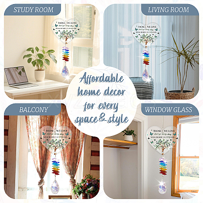 Glass Teardrop Hanging Suncatchers HJEW-WH0201-011-1