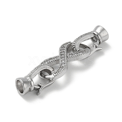 Rack Plating Brass Micro Pave Cubic Zirconia Fold Over Clasps KK-K377-12P-1
