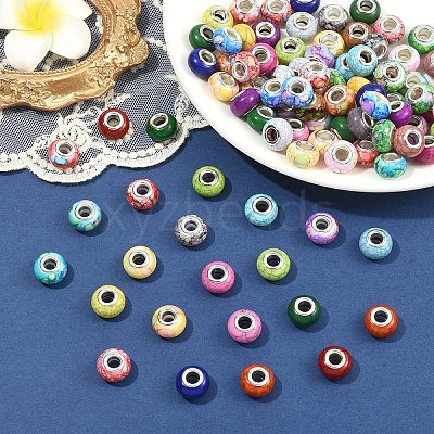 100Pcs 2 Styles Opaque Resin European Beads RPDL-YW0001-20-1