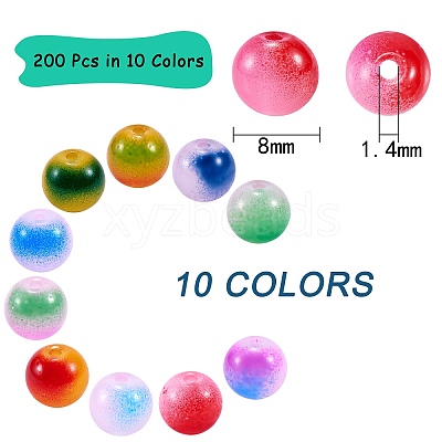 200Pcs 10 Colors Spray Painted Glass Beads GLAA-SZ0001-79-1