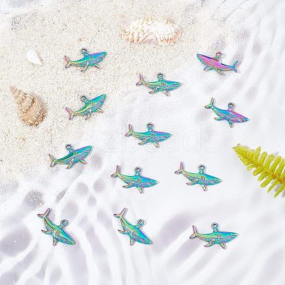 12Pcs Rack Plating 304 Stainless Steel Pendants STAS-UN0036-36-1