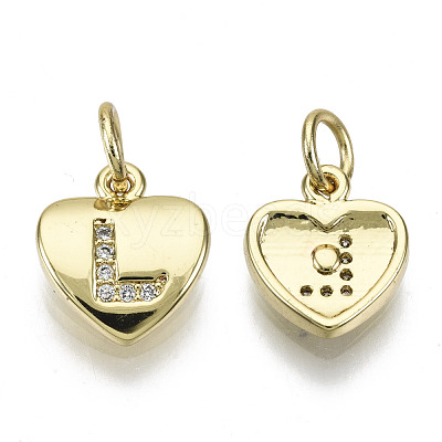 Brass Micro Pave Clear Cubic Zirconia Charms KK-N227-34L-NF-1