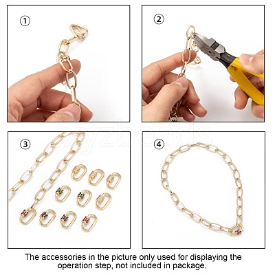 Brass Micro Pave Cubic Zirconia Screw Carabiner Lock Charms ZIRC-G156-11G-1