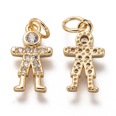 Brass Micro Pave Clear Cubic Zirconia Pendants ZIRC-C020-42G-1