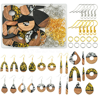 DIY Opaque Resin & Walnut Wood Earring Making Kits DIY-FS0007-84-1