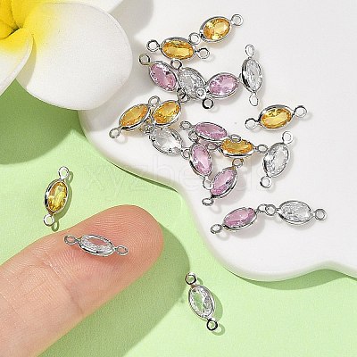 SHEGRACE Brass Pave Cubic Zirconia Oval Connector Charms XGRQ2O871-439P-1