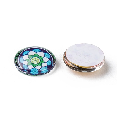 Mosaic Printed Glass Half Round/Dome Cabochons GGLA-N004-12mm-G-1
