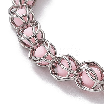 Opaque Acrylic Beaded Bracelets BJEW-JB10228-1