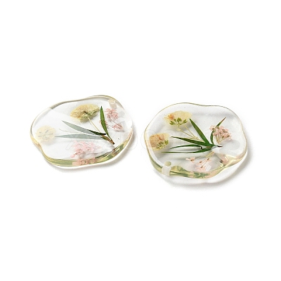 Inner Dried Flower Transparent Resin Pendants RESI-A043-04A-1
